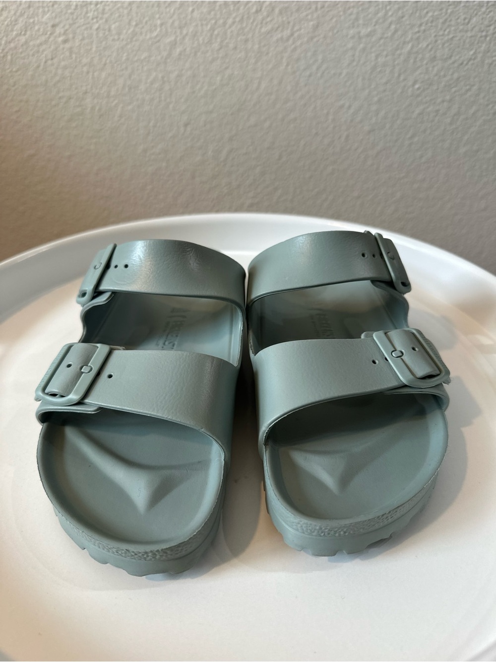 Birkenstock Two-Buckle Slide Sandals in Sage - Picture 2 of 6